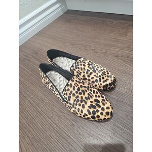Birdies Cheetah Leopard Calf Hair Loafer Sz 10 Slip On Flats Brown Black Quilted